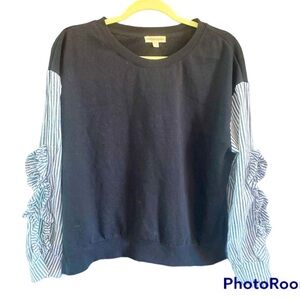 Charmed Hearts Black Sweater with Pinstripe Vented Long Sleeve XL